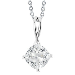 Cushion Old Miner Solitaire Diamond Pendant 5 Carats Slide Chain