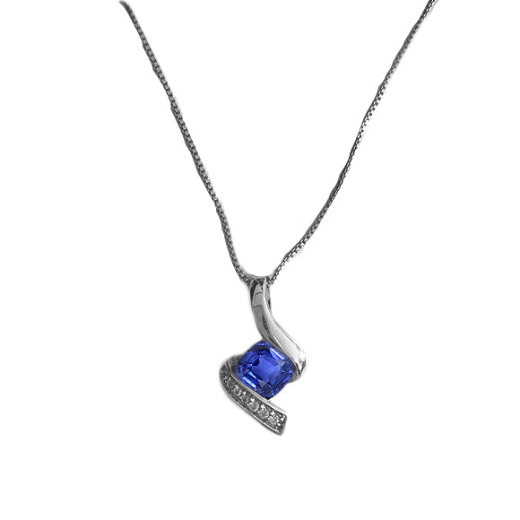Cushion Sapphire Diamond Pendant