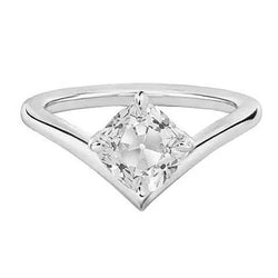 Cushion Solitaire Old Miner Diamond Ring Enhancer 2 Carats White Gold