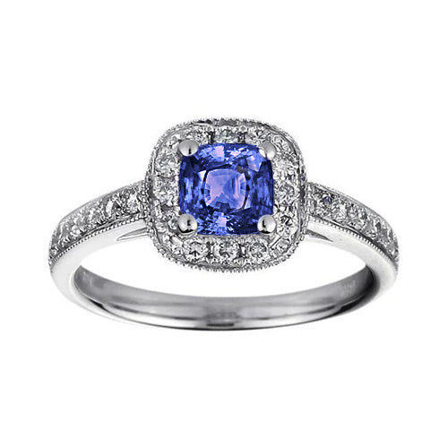  Gorgeous fancy Cushion Tanzanite Diamonds    Halo Ring White Gold