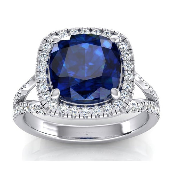 Cushion Tanzanite Gemstone Diamond Ring