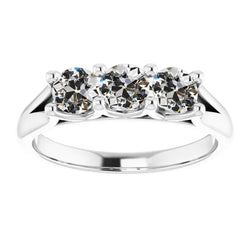 Custom Jewelry 3 Stone Ring Round Old Mine Cut Diamond