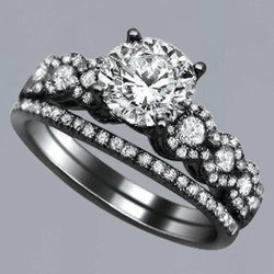 Custom Jewelry Black Gold Diamond Ring Set