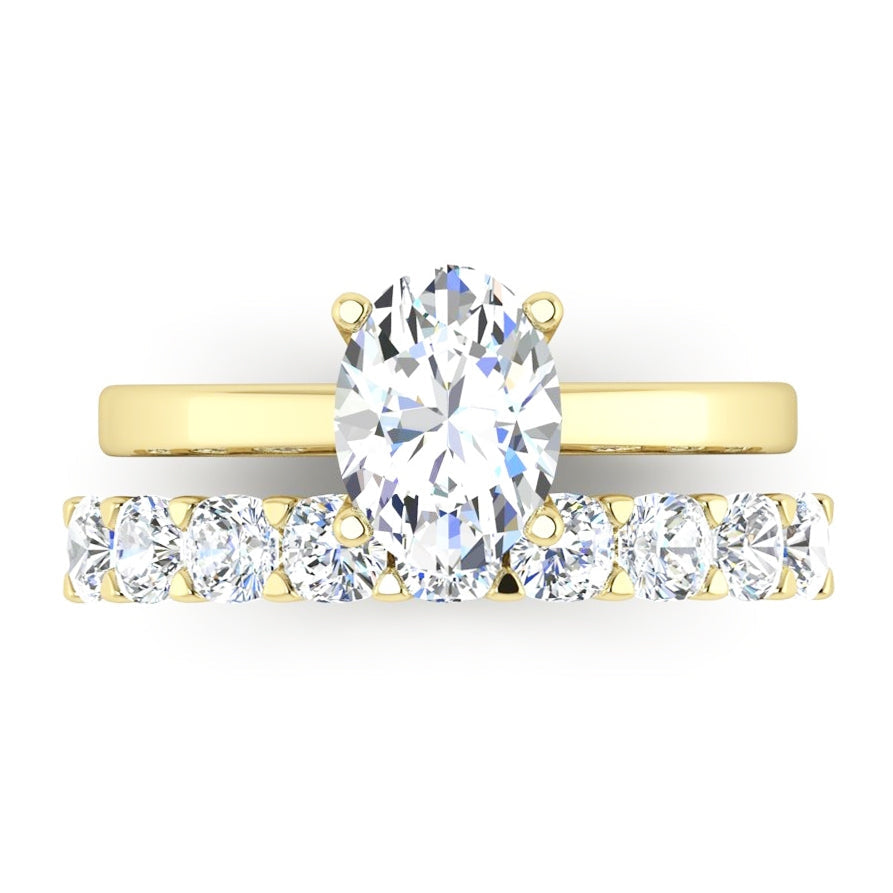 Custom Jewelry Brilliant Cut Oval Diamond Ring & Band Set
