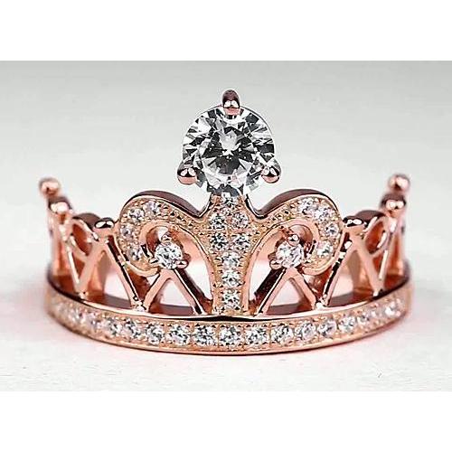 Custom Jewelry Crown Style Round Diamond Ring