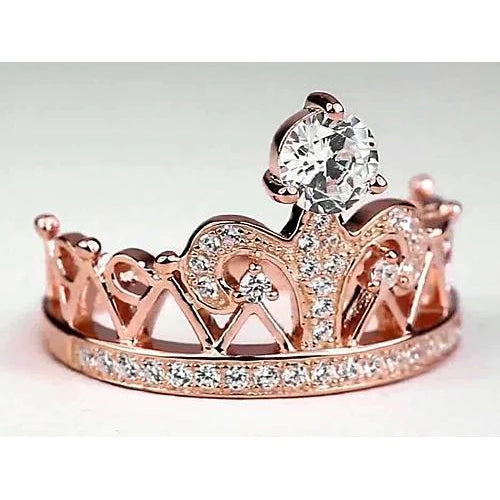 Custom Jewelry Crown Style Round Diamond Ring