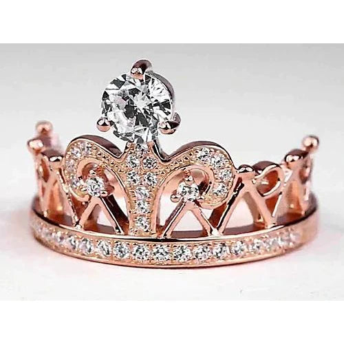 Custom Jewelry Crown Style Round Diamond Ring