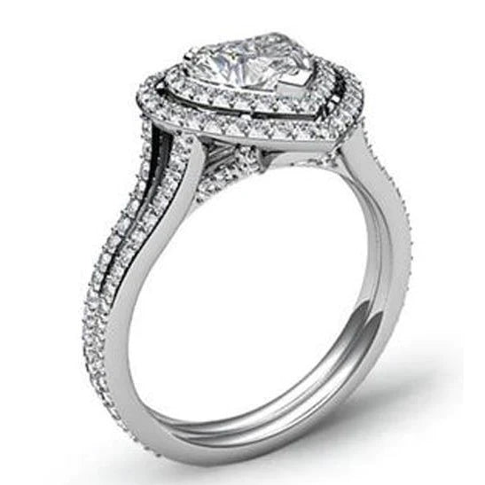 Custom Jewelry Heart Shaped Double Halo Ring