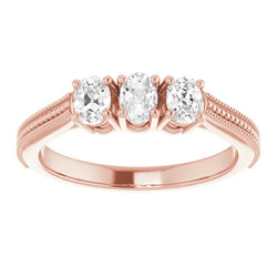 Custom Jewelry Rose Gold Oval Old Cut Diamond Ring