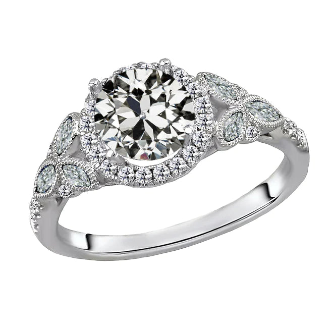 Custom Jewelry Round & Marquise Old Cut Diamond Ring