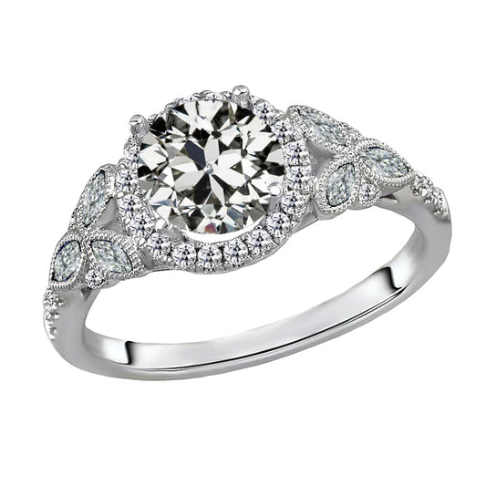Custom Jewelry Round & Marquise Old Cut Diamond Ring
