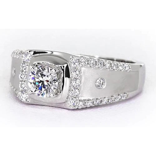 Custom Jewelry White Gold Anniversary Ring Round Diamond