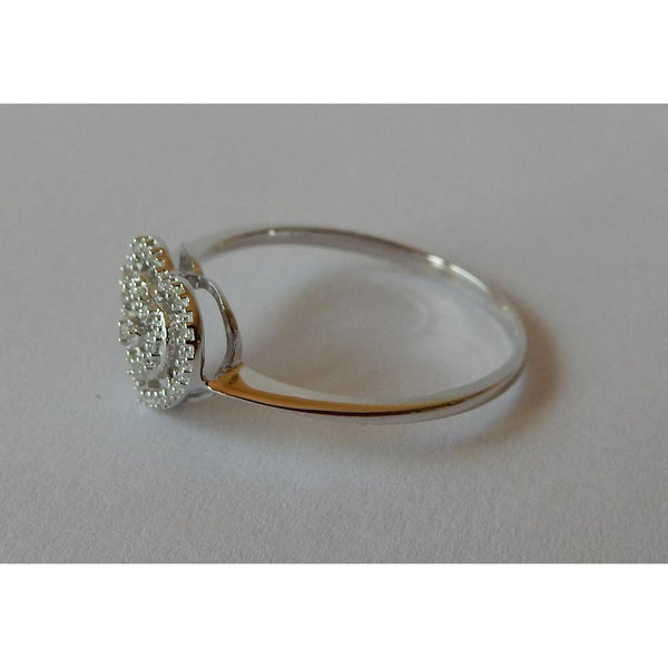 Heart Shape Double Row Diamonds Halo Ring 0.50 Carats White Gold 14K Halo Ring