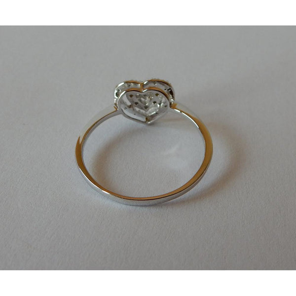 Heart Shape Double Row Diamonds Ring Halo White Gold 0.50 Carats Halo Ring