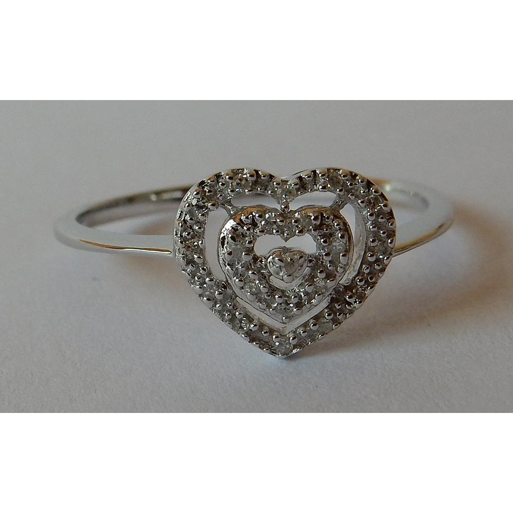 Halo Ring Heart Shape Double Row Diamonds Halo Ring 0.50 Carats White Gold 14K