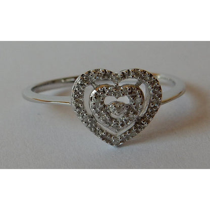 Halo Ring Heart Shape Double Row Diamonds Halo Ring 0.50 Carats White Gold 14K