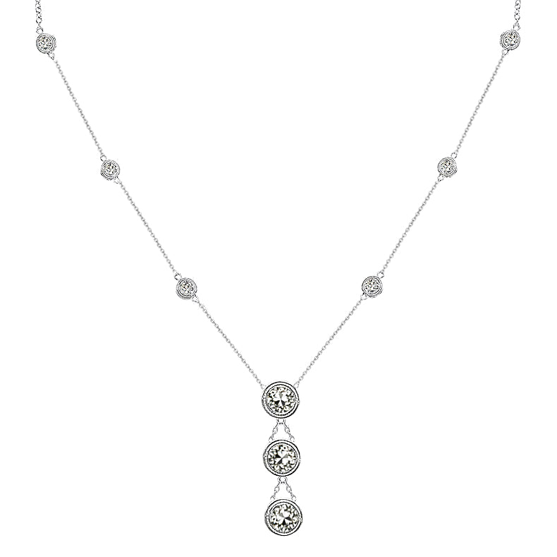 Delicate Round Old Mine Diamond Pendant 2 Carats