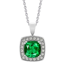 Natural Earth Mined Diamond And Green Emerald Pendant With Chain 5.75 Carats