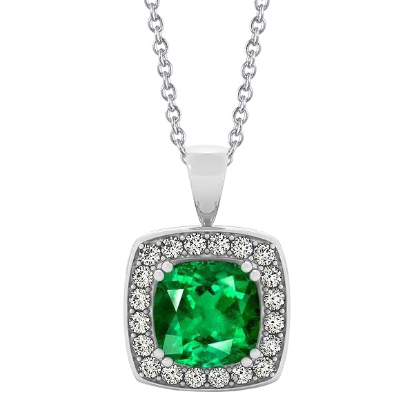 Diamond And Green Emerald Pendant With Chain 5.75 Carats
