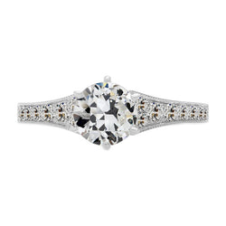 Earth Mined Diamond Anniversary Old Cut Solitaire Ring With Accents 3 Carats