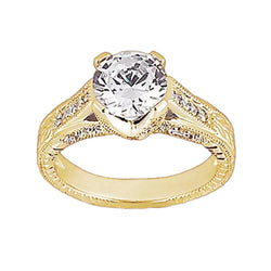 Real  Diamond Antique Style Engagement Ring 1.43 Carats Yellow Gold 14K