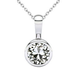 Earth Mined Diamond Bezel Set Pendant 1.50 Carats Gold Round Old Cut