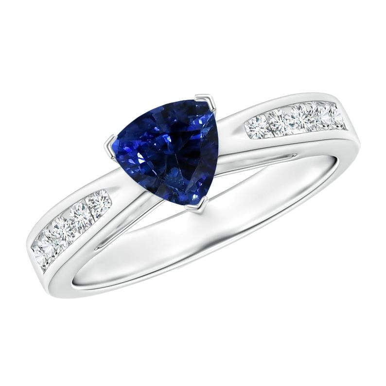 Ladies Brilliant Sparkling   Diamond Blue Sapphire Gemstone Ring