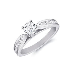Real  Diamond Cathedral Setting Engagement Ring Brilliant Cut WG 14K