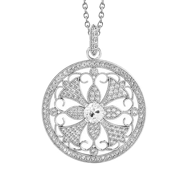 natural round diamond 2.50ct pendant front view