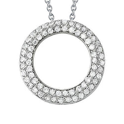 Diamond Circle Pendant Necklace Without Chain 2.10 Carat WG 14K