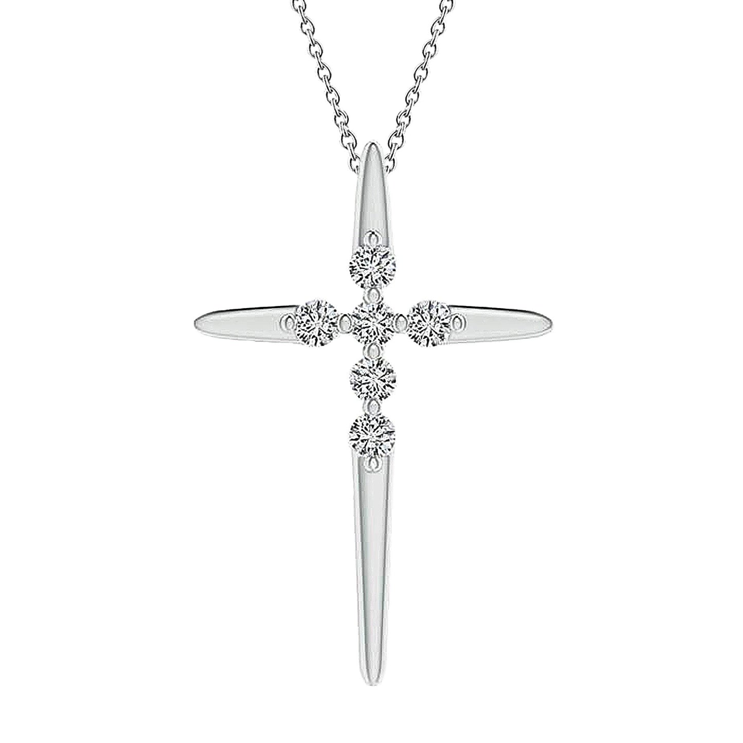 Natural Earth Mined Diamond Cross Pendant Necklace 2.10 Ct. White Gold 14K Women Jewelry