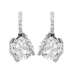 Natural Diamond Cushion Old Miner Drop Hoop Earrings 11.50 Carats Jewelry