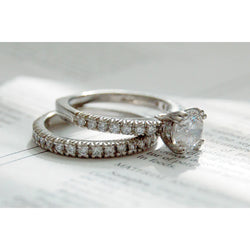 Diamond Custom Jewelry Engagement Ring & Eternity Band Set