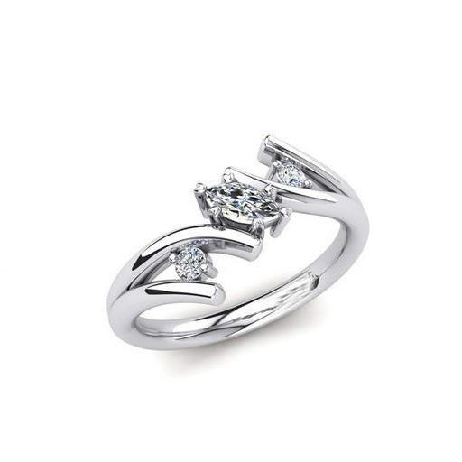 Diamond Custom Jewelry Marquise Round Cut 3 Stone Ring