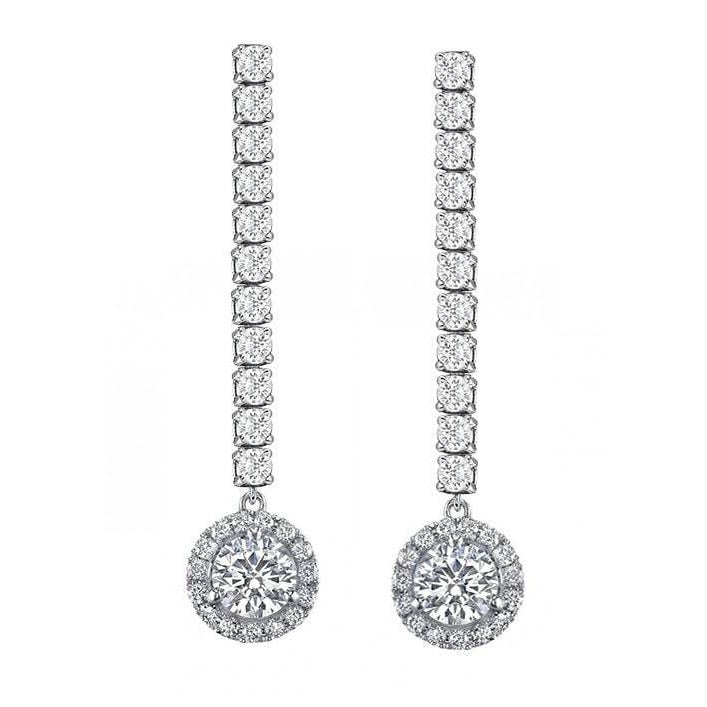 Diamond Drop Earrings White Gold 14K