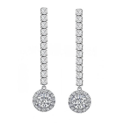Diamond Drop Earrings White Gold 14K