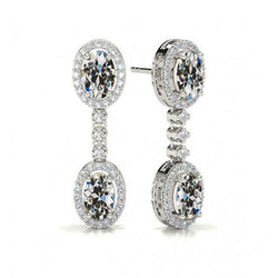 Diamond Drop Earrings Oval Old Miner 5.50 Carats White Gold