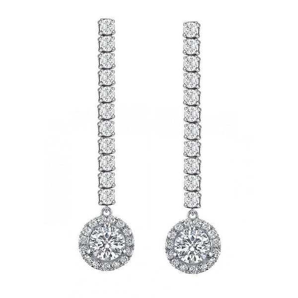 Diamond Drop Earrings White Gold 14K