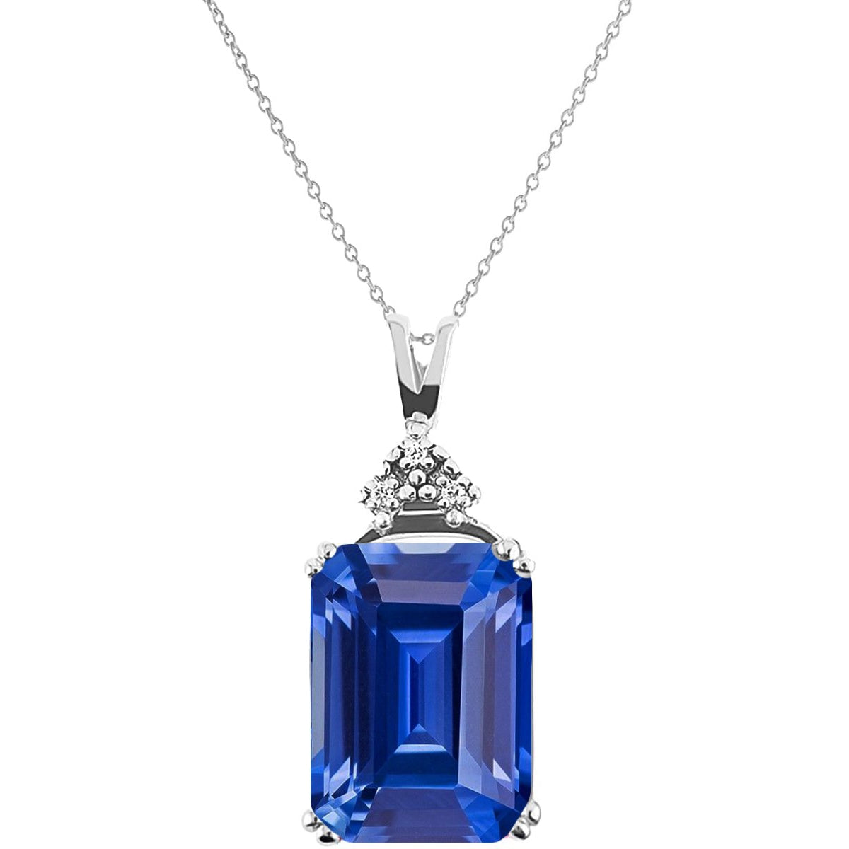 Diamond Ceylon Sapphire Pendant Prong Set