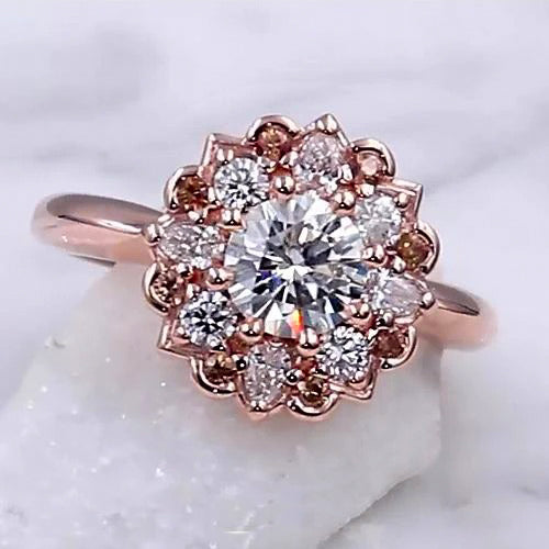 Lotus Flower Engagement Ring