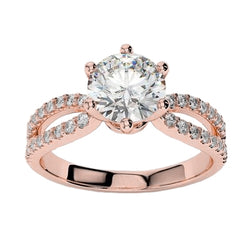 Real  Diamond Engagement Ring 3.30 Carats Split Shank Rose Gold 14K