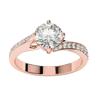 Natural Earth Mined Diamond Engagement Ring 3.50 Carats Brilliant Cut Prong Set Rose Gold