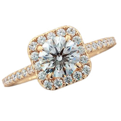 Natural  Diamond Engagement Ring Halo 2.25 Carats Yellow Gold Women Jewelry