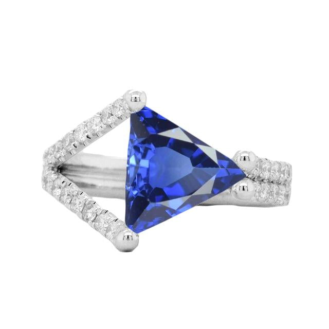 Fancy Lady’s Vintage Style      Diamond Engagement Ring Trillion Sapphire