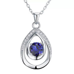 Diamond Fancy Pendant Round Sri Lanka Sapphire Necklace 1.75 Carats