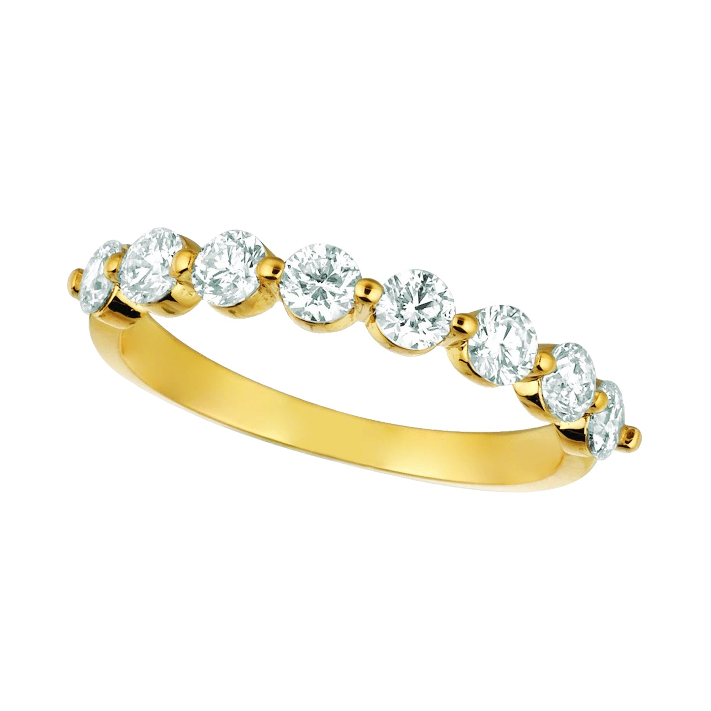 Natural Earth Mined Diamond Half Eternity Band 1 Carat 14K Yellow Gold Jewelry