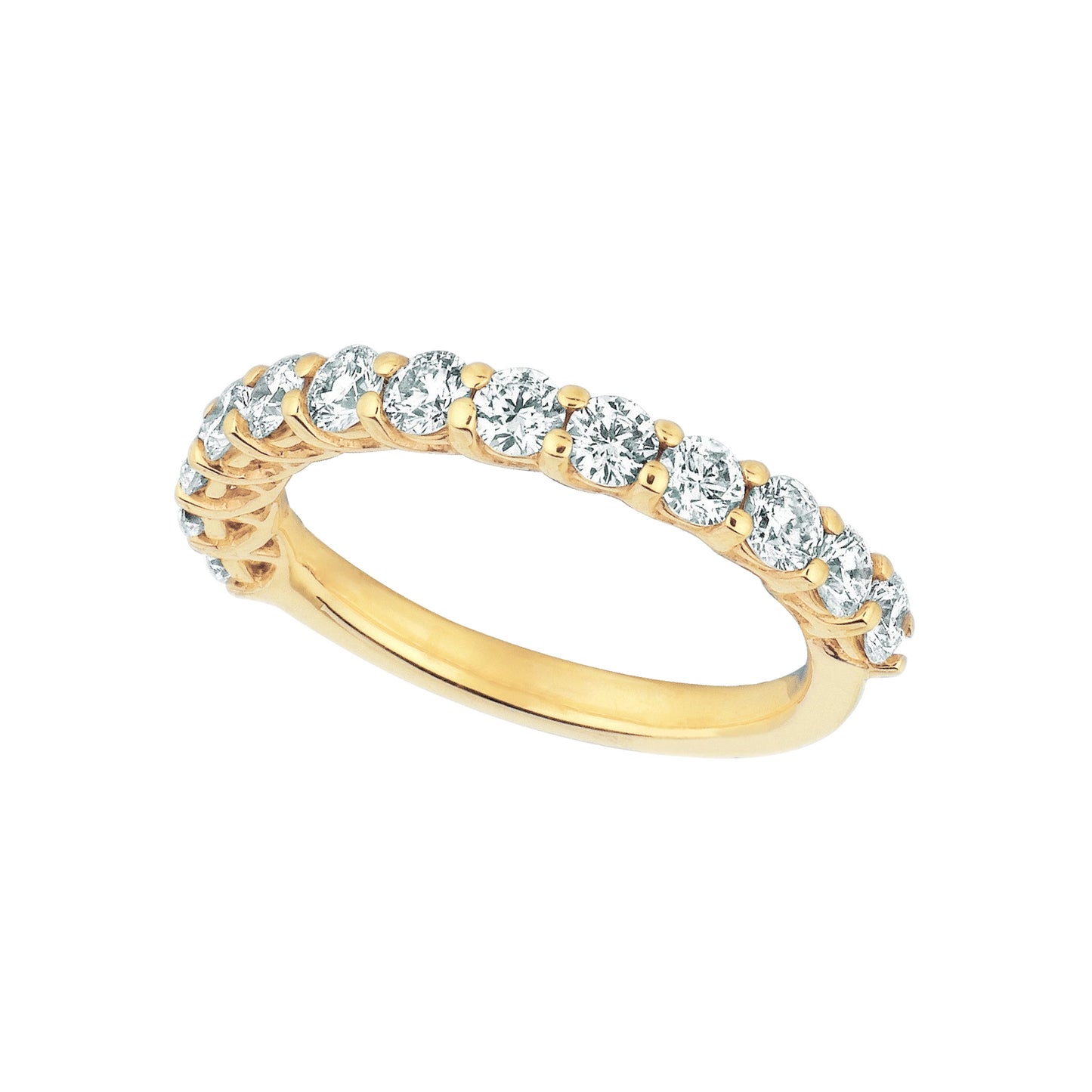 Natural Earth Mined Diamond Half Eternity Band Ring 1.33 Carats 14K Yellow Gold