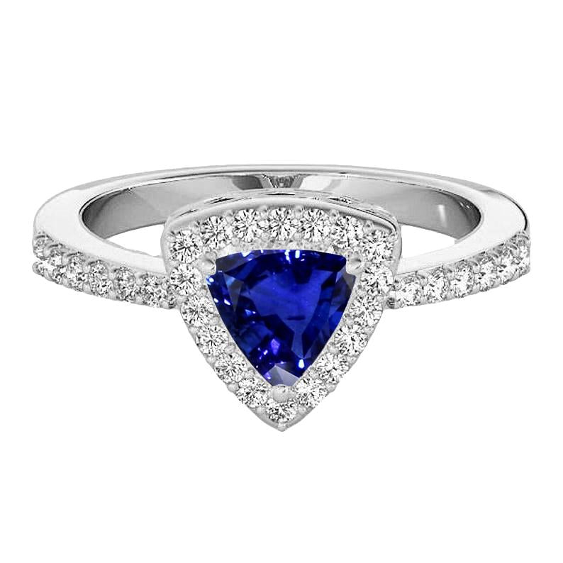  Sparkling Unique Lady’s   Diamond Halo Anniversary Ring Sapphire