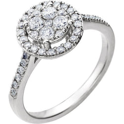 Natural  Diamond Halo Cathedral Setting Engagement Ring Ladies Jewelry