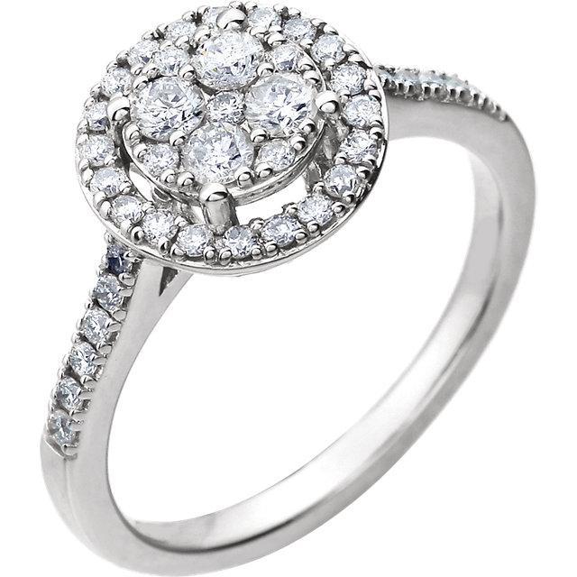 Diamond Halo Cathedral Setting Engagement Ring Ladies Jewelry